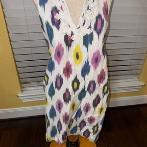 J. Crew Multicolor Patterned Linen-Cotton Fabric Sleeveless Dress